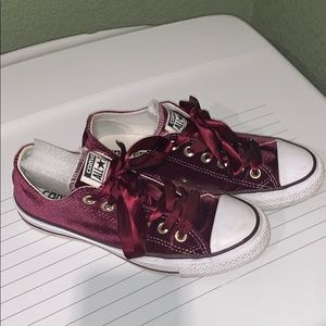 Maroon velvet converse